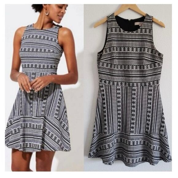 Loft geometric tribal print knit casual dress 00 petite Aztec going out western - Picture 1 of 10
